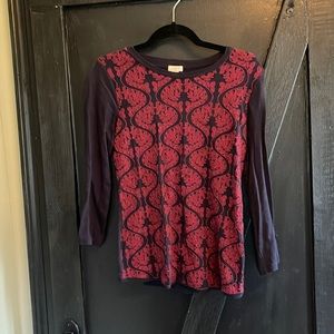 Size small navy, burgundy J Crew light weight sweater.